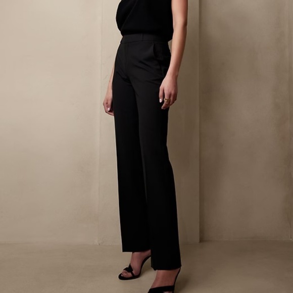 Banana Republic Factory Washable Logan Classic Black Tailored Trouser Pant - Picture 2 of 8